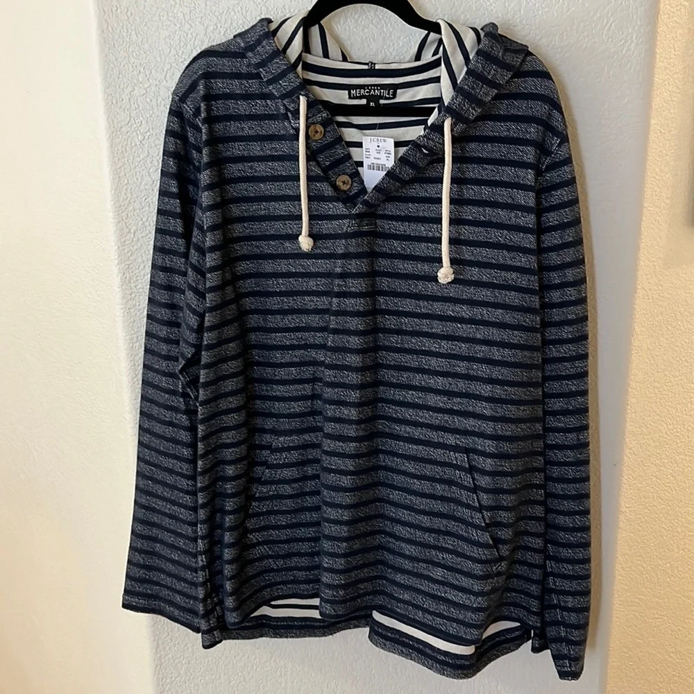 Men’s Navy & Blue Striped Hooded Pullover